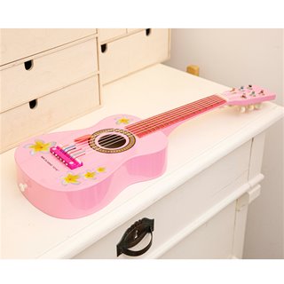 Toy guitar - pink with flowers